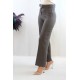 Moda Çizgi Kemerli Pantolon Füme