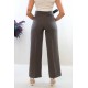 Moda Çizgi Kemerli Pantolon Füme