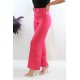 Moda Çizgi Kemerli Pantolon Pembe