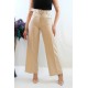Moda Çizgi Kemerli Pantolon Taş