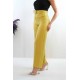 Moda Çizgi Kemerli Pantolon Yağ Yeşili
