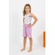 Moda Çizgi Kız Çocuk İp Askılı Şortlu Penye Lila Pijama Takım 20430