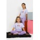 Moda Çizgi Kız Çocuk Kısa Kol Lila Penye Pijama Takım 20432