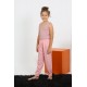 Moda Çizgi Kız Çocuk Sıfır Kol Gül Kurusu Penye Pijama Takım 20433