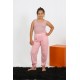 Moda Çizgi Kız Çocuk Sıfır Kol Gül Kurusu Penye Pijama Takım 20433