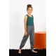 Moda Çizgi Kız Çocuk Sıfır Kol Zümrüt Yeşili Penye Pijama Takım 20433