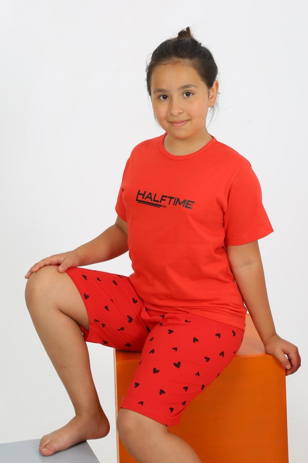 Moda Çizgi Kız Çocuk Şortlu Kısa Kol Penye Pijama Takım 20431