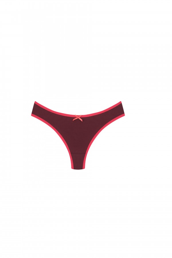 Moda Çizgi Pamuklu 3lü Tanga Külot Bordo 40251