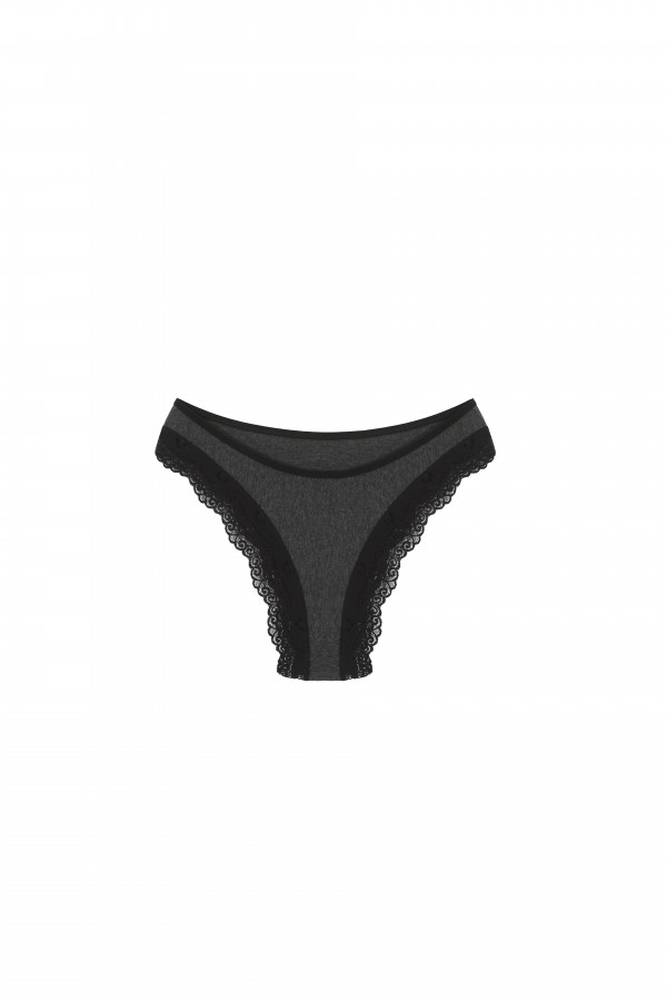 Moda Çizgi Pamuklu 3lü Tanga Külot Füme 40257