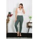 Moda Çizgi Pamuklu Haki Tek Alt Pijama 27523