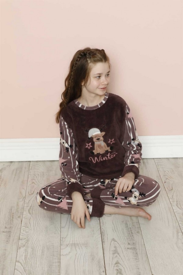 Moda Çizgi Polar Çocuk Pijama Takımı 20294K