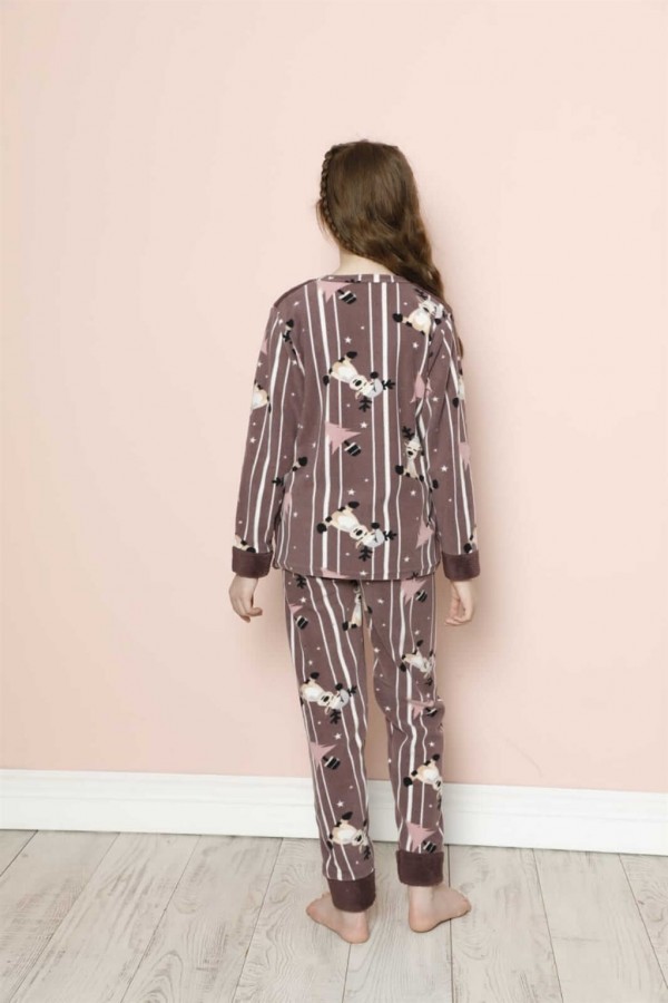 Moda Çizgi Polar Çocuk Pijama Takımı 20294K