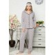 Moda Çizgi Polar Önden Düğmeli Kadın Pijama Takımı 8082