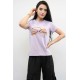 Moda Çizgi Shine Baskılı Tshirt Lila