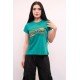 Moda Çizgi Shine Baskılı Tshirt Yeşil