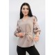 Moda Çizgi Şifon Kol Bluz Vizon