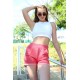 Moda Çizgi Şort Crop Kırmızı Takım 26550