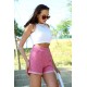 Moda Çizgi Şort Crop Pembe Takım 26550