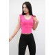 Moda Çizgi Süveter Model Triko Bluz Fuşya