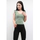 Moda Çizgi Süveter Model Triko Bluz Mint