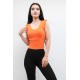 Moda Çizgi Süveter Model Triko Bluz Turuncu