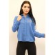 Moda Çizgi Taşlı  Keten Gömlek MC2301 İndigo