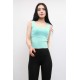 Moda Çizgi Triko Atlet Mint