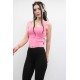 Moda Çizgi Triko Atlet Pembe