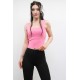 Moda Çizgi Triko Atlet Pembe