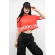 Moda Çizgi Triko Crop Turuncu