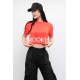 Moda Çizgi Triko Crop Turuncu