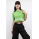 Moda Çizgi Triko Crop Yeşil