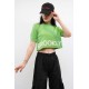 Moda Çizgi Triko Crop Yeşil