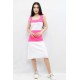 Moda Çizgi Triko Elbise Pembe