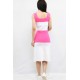 Moda Çizgi Triko Elbise Pembe