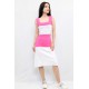 Moda Çizgi Triko Elbise Pembe