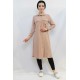 Moda Çizgi Tunik Gömlek Bej