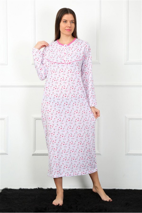 Moda Çizgi Uzun Kol Kırmızı Anne Gecelik 1360