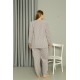 Moda Çizgi Welsoft Polar Kadın Büyük Beden Gri Pijama Takımı 808048