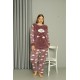 Moda Çizgi Welsoft Polar Kadın Büyük Beden Lila Pijama Takımı 808044