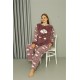 Moda Çizgi Welsoft Polar Kadın Büyük Beden Lila Pijama Takımı 808044