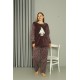 Moda Çizgi Welsoft Polar Kadın Büyük Beden Mürdüm Pijama Takımı 808048