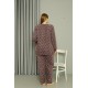 Moda Çizgi Welsoft Polar Kadın Büyük Beden Mürdüm Pijama Takımı 808048