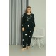 Moda Çizgi Welsoft Polar Kadın Büyük Beden Petrol Rengi Pijama Takımı 808045