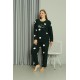 Moda Çizgi Welsoft Polar Kadın Büyük Beden Petrol Rengi Pijama Takımı 808045