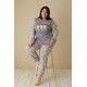 Moda Çizgi Welsoft Polar Kadın Büyük Beden Pijama Takımı 808036