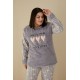 Moda Çizgi Welsoft Polar Kadın Büyük Beden Pijama Takımı 808036