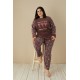 Moda Çizgi Welsoft Polar Kadın Büyük Beden Pijama Takımı 808037