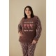 Moda Çizgi Welsoft Polar Kadın Büyük Beden Pijama Takımı 808037