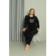 Moda Çizgi Welsoft Polar Kadın Büyük Beden Pijama Takımı 808043